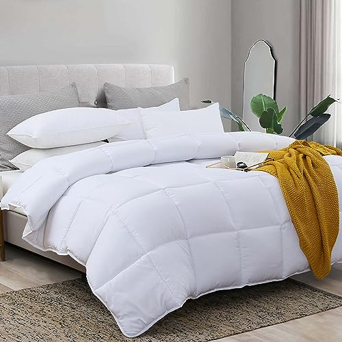 L LOVSOUL White Comforter King Size Duvet Insert,All Season Down Alternative Comforter Duvet Insert King,Bedding Comforter with Corner Tabs