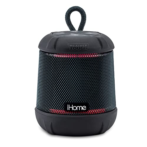iHome Waterproof Bluetooth Speaker with Color Changing Lights, iP67 Certified Portable Speaker with Passive Subwoofer and Enhanced Bass (IBT155BXV)