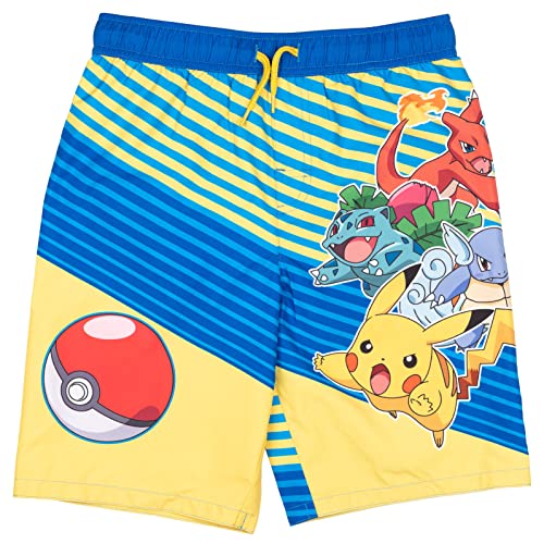 Pokemon Charmander Ivysaur Pikachu Wartortle Little Boys Swim Trunks Bathing Suit 7 Yellow/Blue
