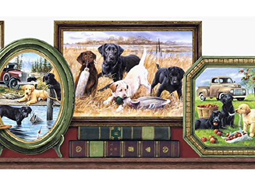 Scalloped Framed Hunting Dogs Wallpaper Border MN5019