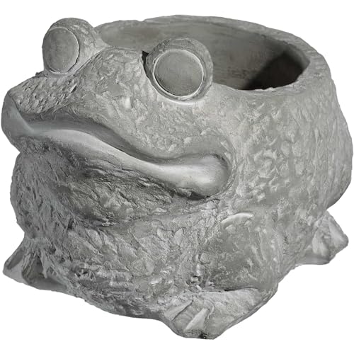 Classic Home and Garden Cement Buddies Indoor Outdoor Planter with Drainage Hole, Frog, Natural Gray, Small, 6in