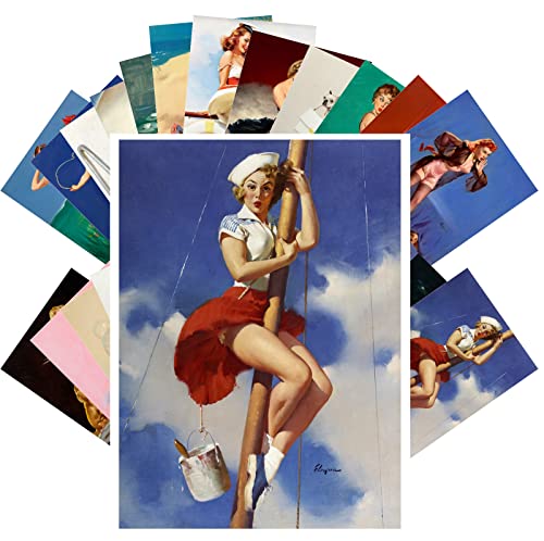 PIXILUV Vintage Postcards (24 pcs 4'x6' each) Active Life of Pinup Girls Vintage Notecards Classic Retro Greeting Card Reprint