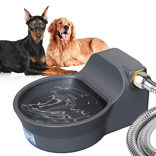 Automatic Water Bowl for Dogs, Patented 2L Dog Water Bowl Dispenser, Automatic Dog Waterer Fit 3/4'' GHT Faucet, Fit Water Pipe, Copper Connector Outdoor Dog Water Bowl for Chicken Livestock Animal