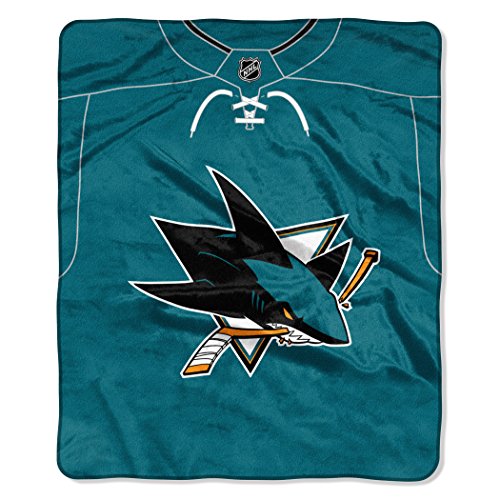 Northwest NHL San Jose Sharks Unisex-Adult Raschel Throw Blanket, 50' x 60', Jersey