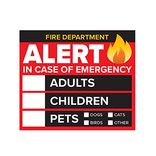 4 Pack - 3' Emergency Alert People and Pet Finder Sticker/Decal - Adults, Children and Pets - Fire Department and Rescue Safety Alert Decal for Window and Door Application
