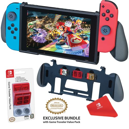 RDS Industries Nintendo Switch Grip Stand - for Enhanced Game Play , Perfect View Stand , Stores 3 Games , Comes with a Value Pack - Nintendo Switch