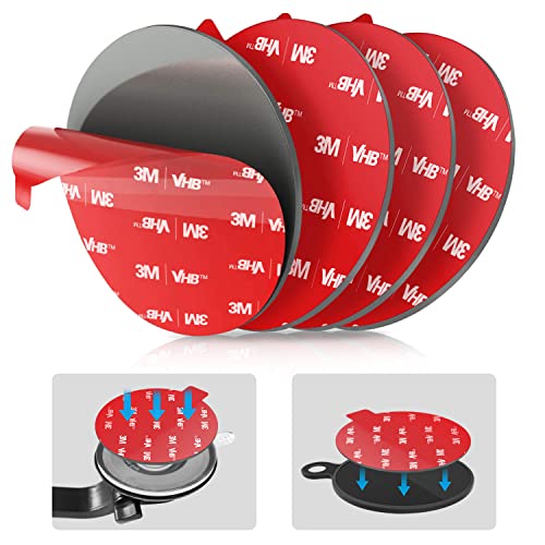 Sticky Adhesive Replacement for Suction Cup Mount, 4 Pack Circle 70mm (2.76') Heat Resistance 3M VHB Double Sided Self Sticker Pads for Universal Dashboard Car Phone Sucker Holder/Dash Cam/Camera/GPS