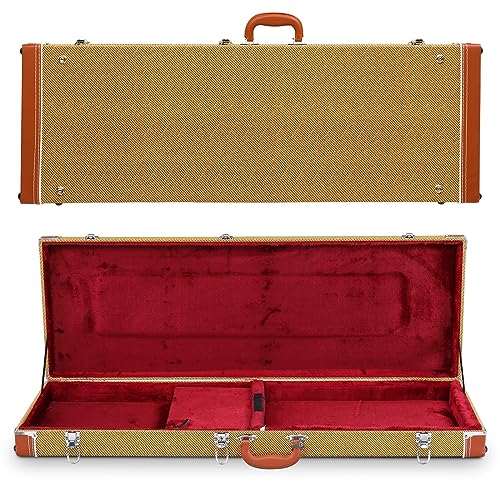 Ktaxon Electric Guitar Hard Case, Rectangle Wooden Hard-Shell Protective Carrying Case for Standard 39-Inch KST/KTL/ 170/ KSG Style with Lock Latch Padding (Yellow)