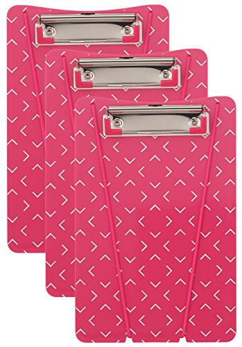 Hom Essence Memo Size, 5.75' x 8', w/Matching Bungee Cord Ultimate Clipboard, Pink, 3 Pack, 5 Piece