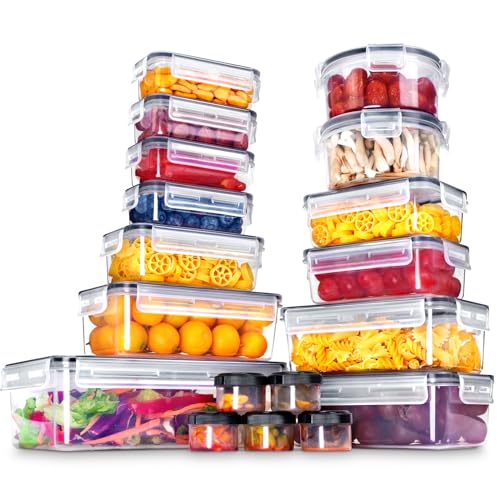 KAGUYA 36 PCS Plastic Food Storage Containers with Lids, 1.4 Oz - 85 Oz, 100% BPA Free, Leak-Proof Kitchen Storage Containers for Pantry Organizers and Storage - Microwave and Freezer Safe