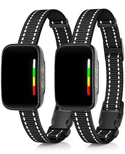 2 Pack Rechargeable Dog Bark Collar for Large Medium Small Dogs Training Collar for Dogs with 4 Adjustable Sensitivity Dog Barking Control Devices Dog Shock Collar with Beep Vibration