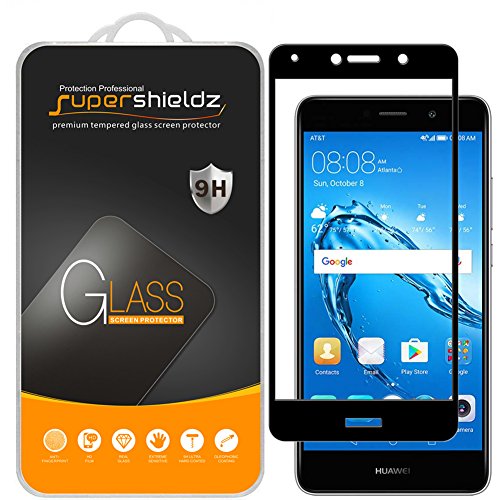 Supershieldz (2 Pack) Designed for Huawei Ascend XT2 Tempered Glass Screen Protector, (Full Screen Coverage) Anti Scratch, Bubble Free (Black)
