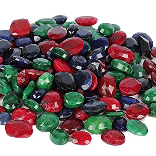 GEMHUB Approx 100 Ct - Lot of 7 PCS Natural Loose Ruby Emerald Sapphire Faceted Ruby Emerald Sapphire Loose Gemstones for Jewelry…
