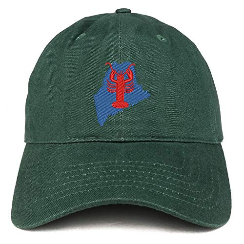 Trendy Apparel Shop Maine Lobster Embroidered Soft Crown 100% Brushed Cotton Cap - Hunter