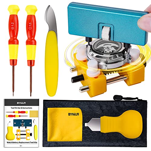 BYNIIUR Watch Battery Replacement Tool Kit, Watch Repair Kit, Watch Tool Kit Watch Back Removal Tool Kit Watch Case Opener Watch Battery Tool