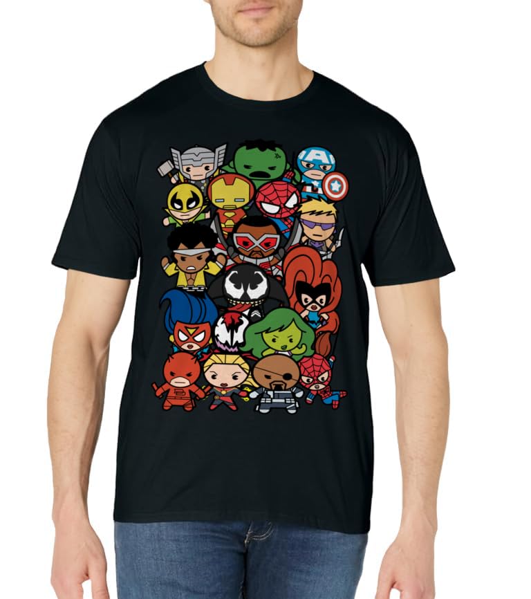 Marvel Heroes And Villains Team Kawaii T-Shirt