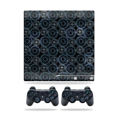 Skin Compatible with Sony Playstation 3 PS3 Slim + 2 Controllers – Compass Tile | MightySkins Protective, Durable, and Unique Vinyl wrap Cover | Easy to Apply, Remove | Made in The USA