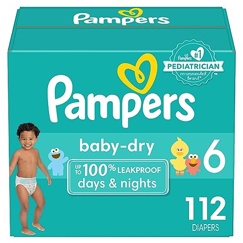 Pampers Baby Dry Diapers - Size 6, 112 Count, Absorbent Disposable Diapers