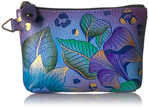 Anna by Anuschka Women's Hand Painted Genuine Leather Coin Pouch - Tropical safari