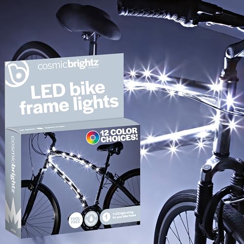 Brightz CosmicBrightz LED Bike Frame Rope Light, White - 6.5-Foot String Rope - Battery-Powered with On/Off Switch - Ultra Bright Color Keeps Your Ride Fun and Safe for Kids, Teens, & Adults