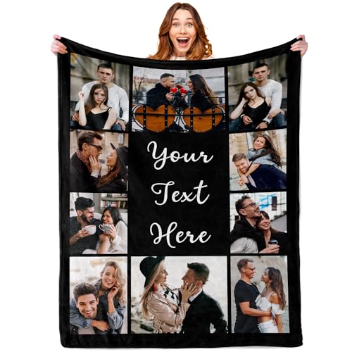 Cara Nonna Custom Blanket with Photo Personalized Blankets and Throws Picture Blanket for Birthday Christmas Valentine Customized Gifts for Mom Dad Couple Girlfriend Boyfriend Wife Husband