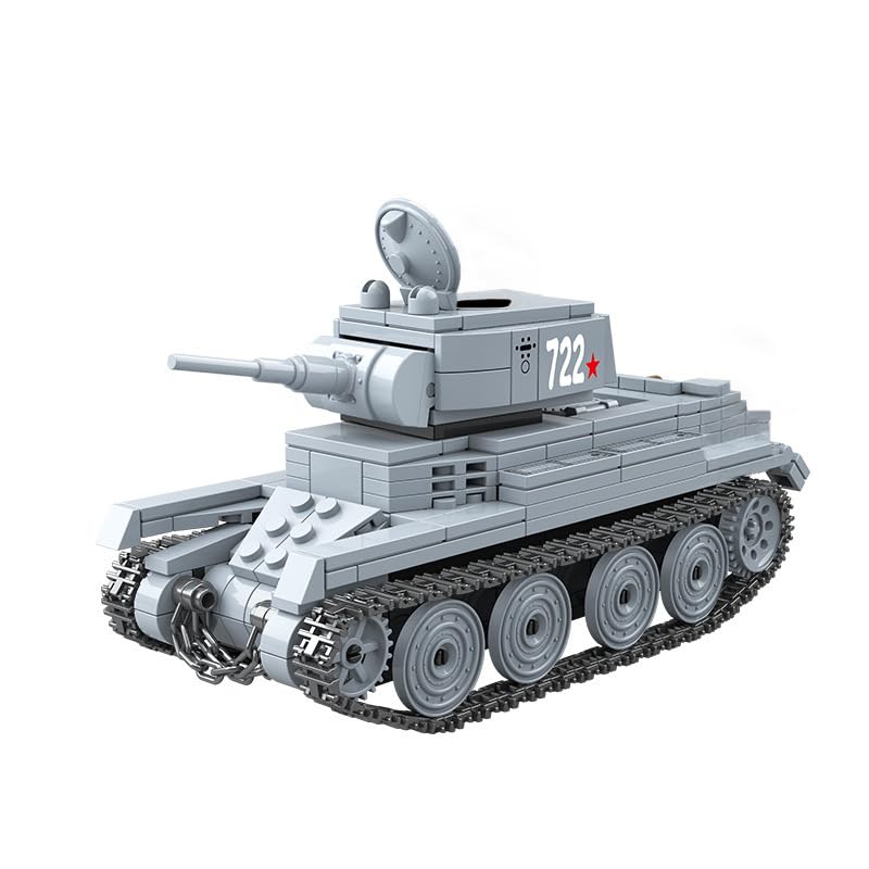 DAHONPA BT-7 Light Tank Army Building Block(462 PCS),WW2 Military Historical Collection Model with 3 Soldier Figures,Toys Gifts for Kid and Adult.