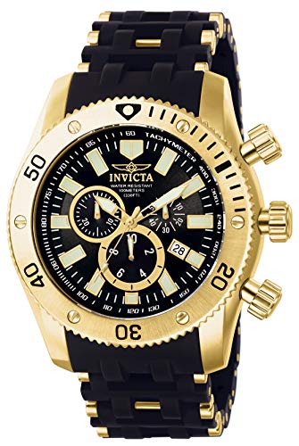 Invicta Men's 0140 Sea Spider Collection 18k Gold Ion-Plated and Black Polyurethane Watch