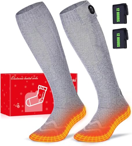 Wototic Heated Socks, 2023 Upgraded Rechargeable 10Hrs Heating Heated Socks for Men Women with 6000mAh Battery, Electric Heated Socks for Outdoors, Hunting, Golf, Camping, Warm Gifts-L Size