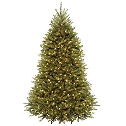 National Tree Company Pre-Lit Artificial Full Christmas Tree, Green, Dunhill Fir, Dual Color LED Lights, Includes PowerConnect and Stand, 7.5 Feet