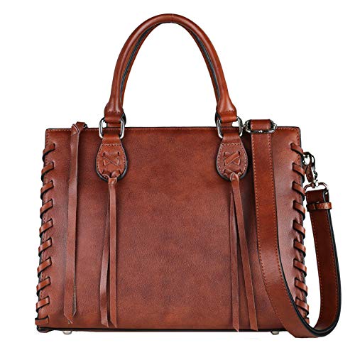Lady Conceal Concealed Carry Emma Satchel - Womens Shoulder Bag & Crossbody Purse with Removable Gun Holster - Mahogany