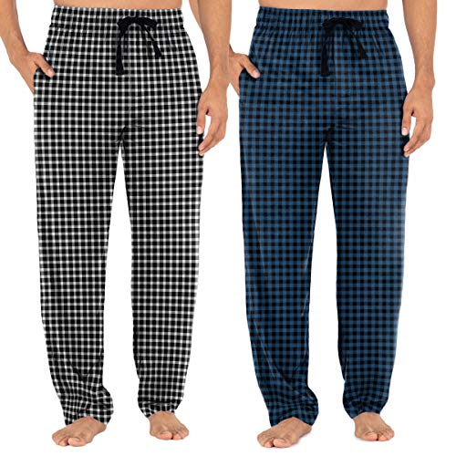 Fruit of the Loom mens Woven Sleep Pant Pajama Bottom, Blue Plaid/White Check, Medium US