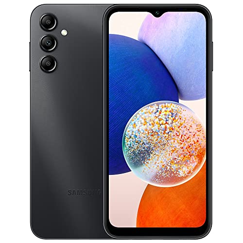 SAMSUNG Galaxy A14 5G + 4G LTE (128GB + 4GB) Unlocked Worldwide (Only T-Mobile/Mint/Tello USA Market) 1 Year Warranty Latin America 6.6' 50MP Triple Camera + (15W Wall Charger) (Black)