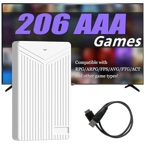 206+ AAA PC-Compatible Games Built-in 5T External Hard Drive, Real-Time Update PC Gaming Like S-team Games/RPG/FPS/AVG, SATA 3 to USB 3.0, Plug and Play Video Games HDD for Windows 8.1/10, Up to 6GB/s