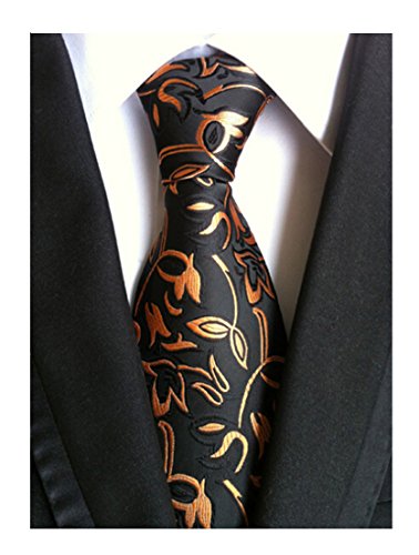 Secdtie Men's Fashion Black Jacquard Woven Silk Tie Microfiber Formal Necktie