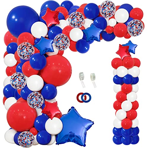 PERPAOL 145pcs Red White and Blue Balloon Arch Garland Kit Royal for Patriots' Day Graduation Class of 2024 4th of July Memorial Veterans Day Spider Man Birthday Baseball Nautical Party Decorations