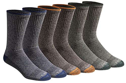 Dickies Men's Dri-Tech Legacy Moisture Control Crew Socks Multipack, Heathered Colors (6 Pairs), Large