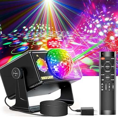 Party Lights, Dj Disco Lights, RGB 3 Lens DJ Strobe Light Sound Activated Stage Lights for Christmas Halloween Decorations Gift Birthday Wedding Karaoke KTV Bar (Background Version)