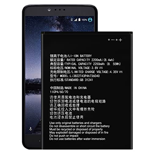 DDONG Li3822T43P4h736040 Replacement Battery for ZTE Blade T2 lite ZTE Tempo X/Tempo Go N9137, Tracfone ZTE ZFIVE G LTE Z557BL Z558VL