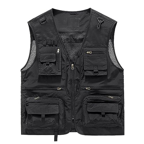 Zeiyignr Unisex Mesh Breathable Fishing Vest Multi-Pockets Photography Travel Hiking Waistcoat Jacket for Adult and Youth
