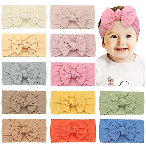CELLOT Super Stretchy Soft Knot Headbands with Hair Bows Head Wrap Hair Accessories For Newborn Baby Girls Infant Toddlers Kids