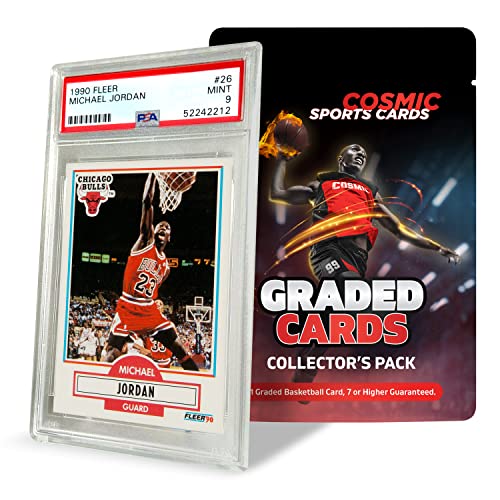 NBA Graded Card Mystery Booster Pack | PSA or BGS Graded Basketball Card | Grade 7+ Guaranteed | Contains One Graded Vintage, Rookie, Hall of Famer or Current Star Card | by Cosmic Gaming Collections
