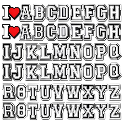Fannoday 56PCS Double Letter Shoe Charms for Shoes, Alphabet Charms with 'I Heart' and Hashtag Symbols for Sandals Decorations, Letter Shoe Charms Pack for Boys Girls Women Men Gift Party