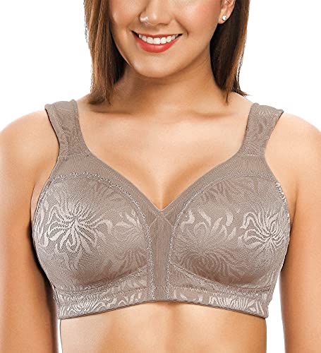 ZeroBound Women's Minimizer Bras Comfort Cushion Strap Wirefree Full Coverage Large Bust Non-Padded Bra(Toffee,38DD)
