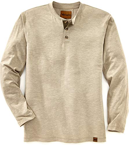 Venado Long Sleeve Shirts for Men – Flex Henley Shirts for Men Outdoor Wear (X-Large, Oatmeal)