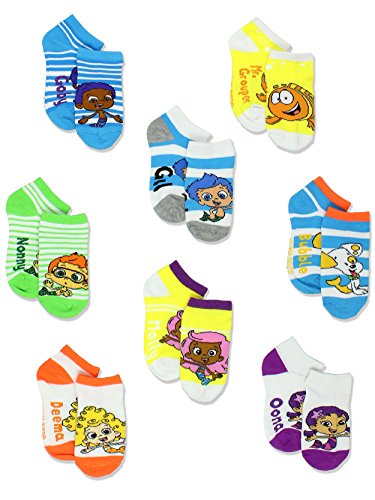 Nickelodeon Bubble Guppies Toddler Boys Girls 8 pack Socks Set (Small (4-6), White/Multi)