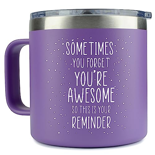 Christmas Gifts for Women – Premium Coffee Purple Mug/Tumbler 14oz Sometimes You Forget You’re Awesome Thank You, Teacher, Mom, Best Friend, Her, College, Birthday, Boss Lady, Inspirational, Coworker