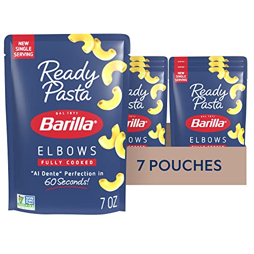 BARILLA Ready Pasta, Elbows, 7 oz. Pouch (pack of 7) - Non-GMO, No Preservatives - Perfect Microwave Pasta Ready in 60 Seconds - Great for Quick Pasta Meals