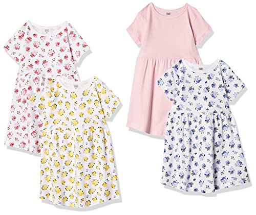 Luvable Friends baby girls Cotton Playwear Dress, Floral, 4T US
