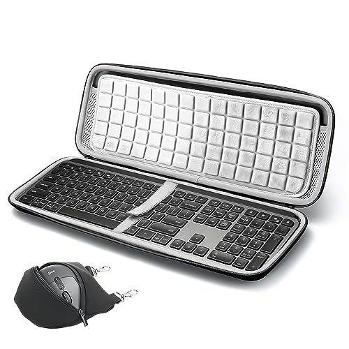 RAIACE Hard Storage Case Compatible with Logitech MX Keys Advanced Wireless Illuminated Keyboard. (Case Only) - Black (Grey Lining)
