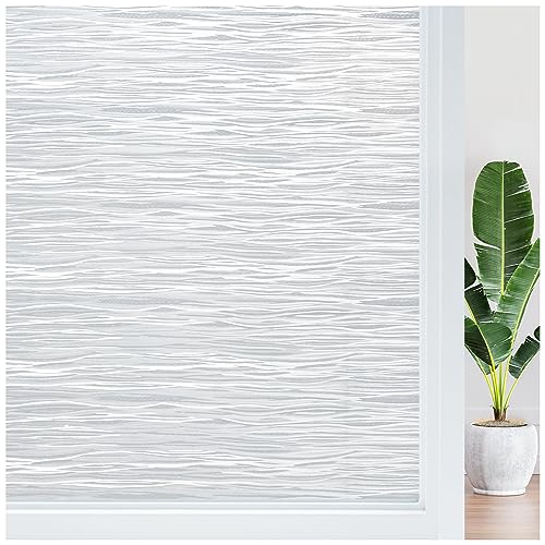 Haton Window Privacy Film, Frosted Glass Window Film, Non-Adhesive Removable Static Cling Window Clings, UV Blocking Window Stickers, Opaque Decorative Window Covering for Door Home 17.5' x 78.7'